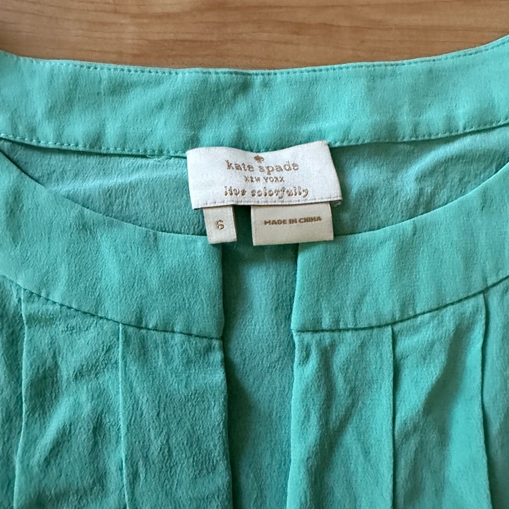 Kate Spade mint green silk sleeveless blouse size 6 tank - Picture 3 of 7